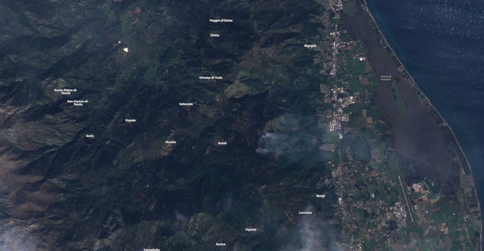 Tempête Ciara - Corse - Incendie - Sentinel-2 - Olmeta di Tuda - Copernicus - satellite - fire - feux