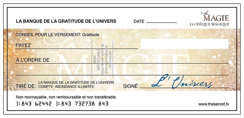 Dans les 24h00 qui suivent chaque nouvelle lune, rédigez votre Chèque d'Abondance Positive en Tout