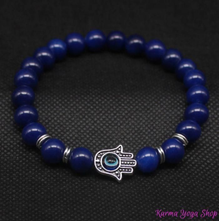 Bracelet Khamsa en Pierre Naturelle & Or ou Argent Antique - 3 couleurs disponibles