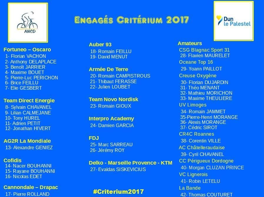 Samedi, Critérium de Dun-le-Palestel