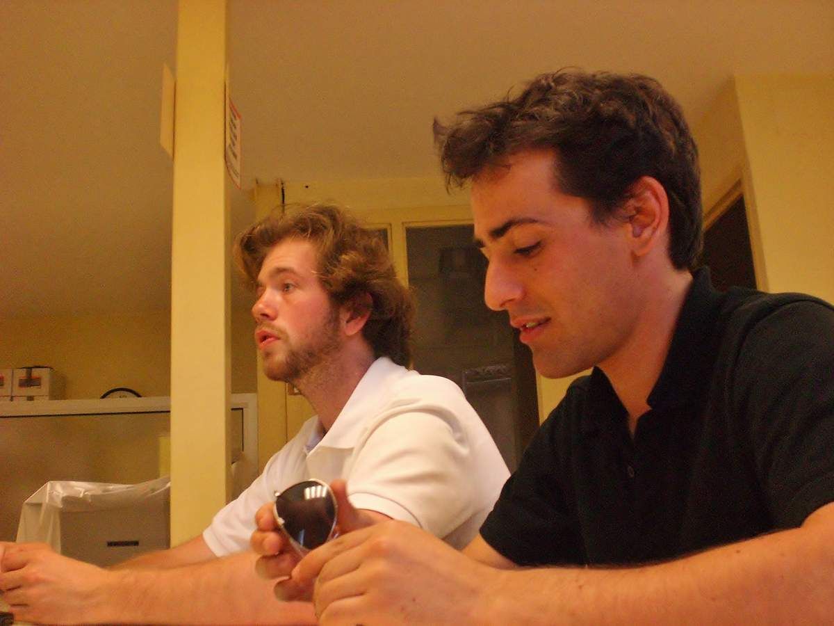 Photo de Jules Aimé et de Stéphane Séjourné lors d'une réunion à Poitiers, Juin 2008.