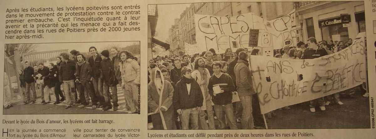 Mardi 28 Février 2006 : les manifestants de Poitiers font le carnaval de la Précarité