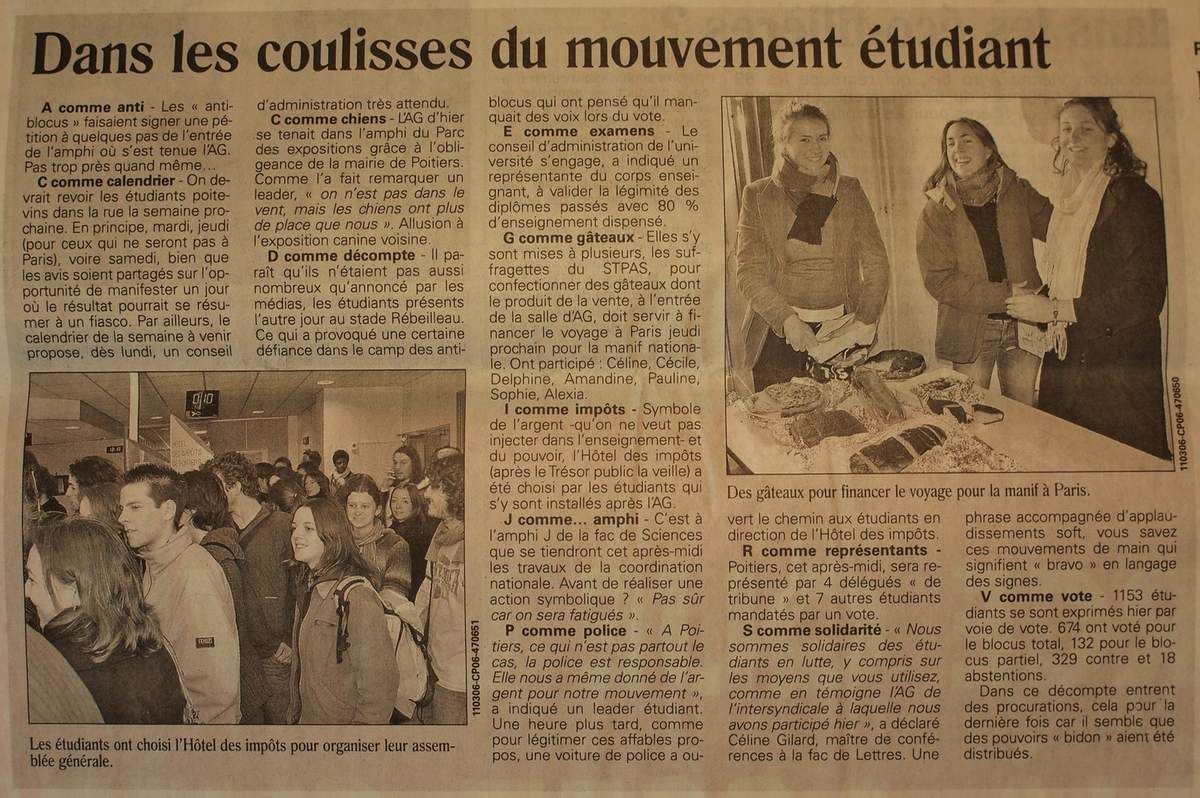 Vendredi 10 Mars 2006 : poursuite du blocus avant la coordination nationale de Poitiers