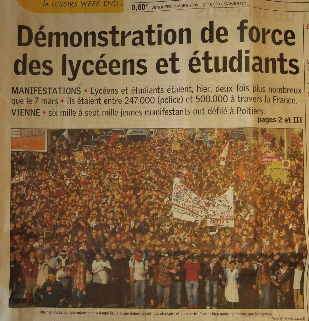 Jeudi 16 Mars 2006 : la belle action du jour, une manifestation réussie !