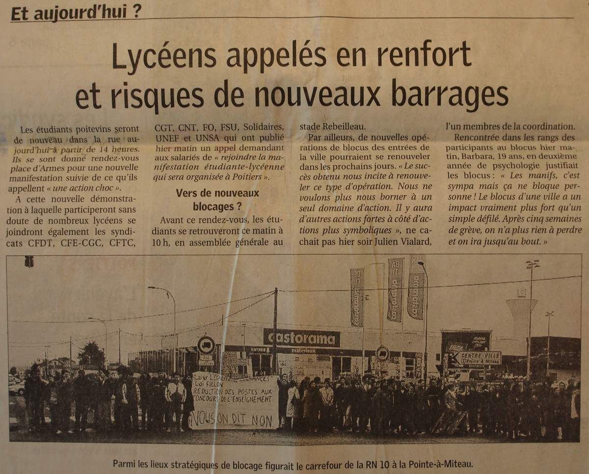 Mercredi 22 Mars 2006 : Poitiers, ville bloquée...le temps d'une matinée