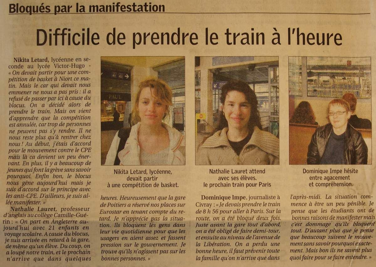 Mercredi 22 Mars 2006 : Poitiers, ville bloquée...le temps d'une matinée