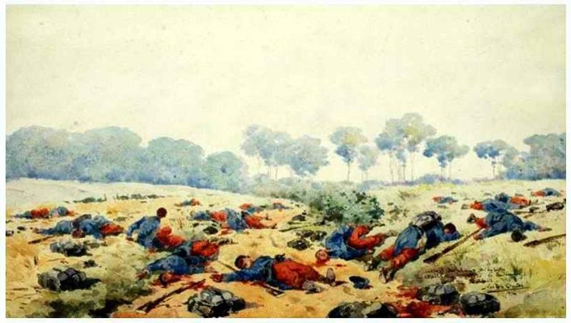 Aquarelle de Nestor Outer, décrivant la journée du 22 Août. Pris sur 87dit.canalblogcom