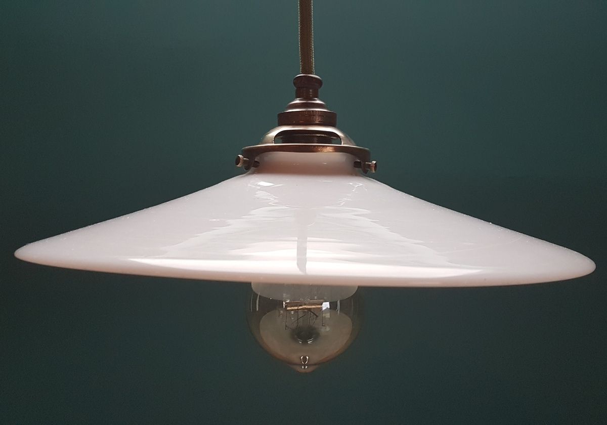 Lampe baladeuse suspension en verre moulé vintage forme tulipe