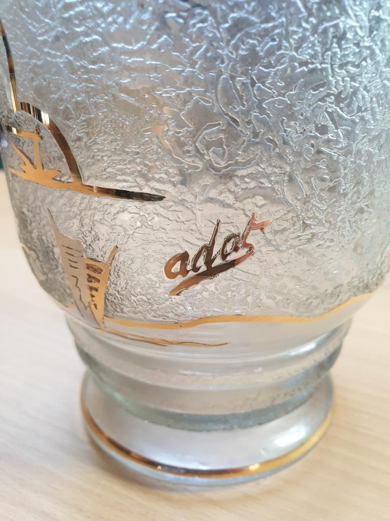 VASE ADAT 1930 VERRE GIVRE DORE SCENE ANIMALIERE - 30 euros - HAMdesign by  Home Art et matière