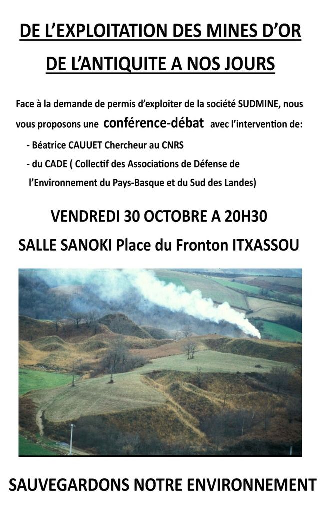 De l’exploitation des mines d’or : Réunion publique à Itxassou le 30/10/15 (audio))