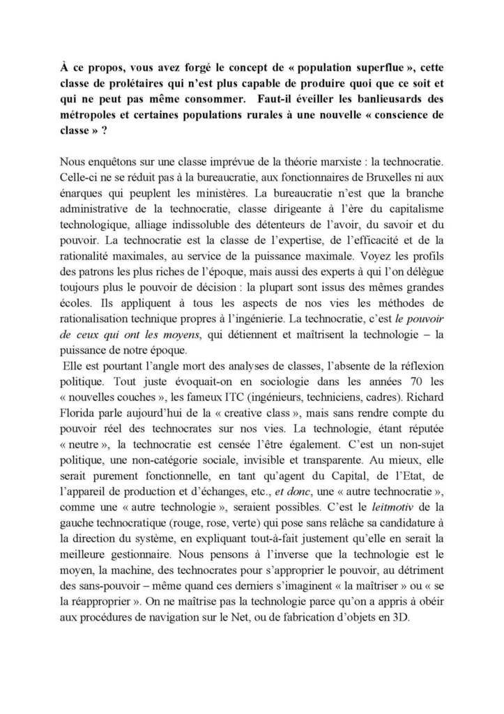 Sur la machination des hommes telle que chacun en fait l’expérience dans tous les aspects de sa vie