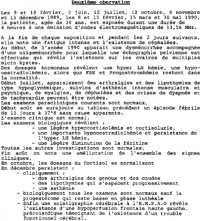 Résumé des premières études épidémiologiques sur les ondes électromagnétiques menées par le Pr L.Miro