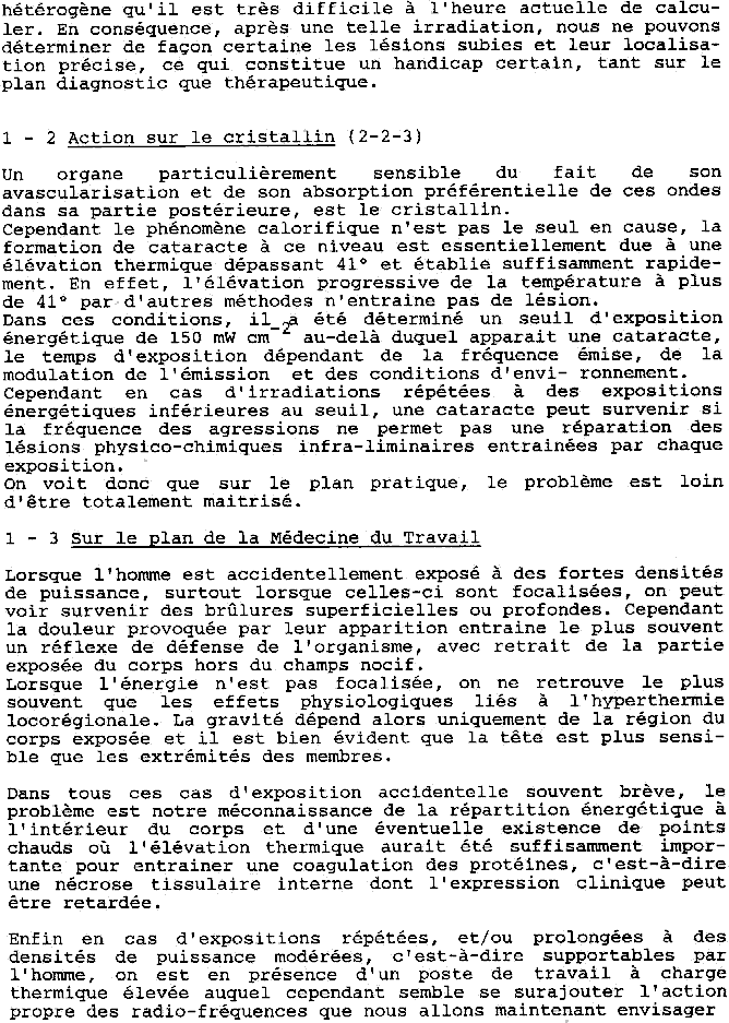 Résumé des premières études épidémiologiques sur les ondes électromagnétiques menées par le Pr L.Miro