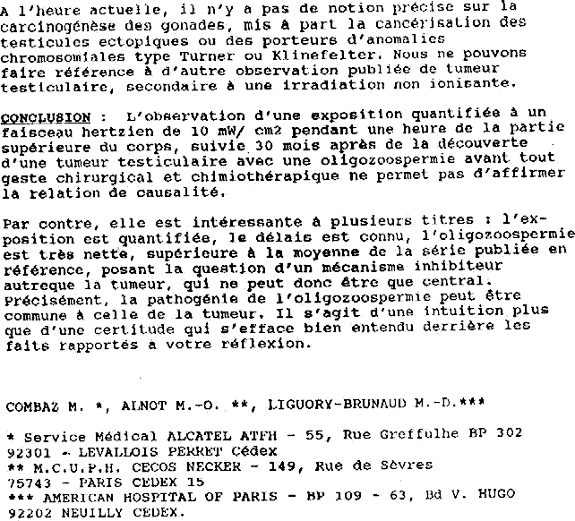 Résumé des premières études épidémiologiques sur les ondes électromagnétiques menées par le Pr L.Miro