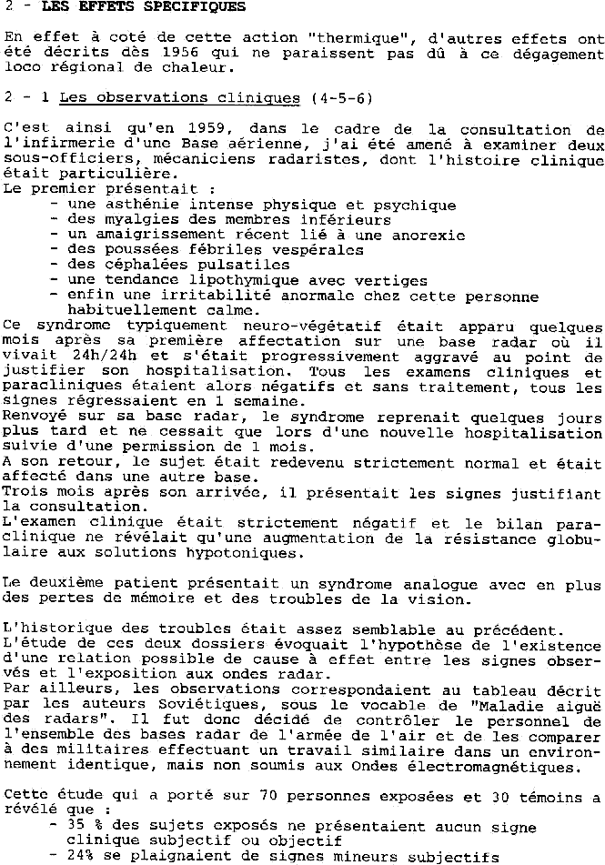 Résumé des premières études épidémiologiques sur les ondes électromagnétiques menées par le Pr L.Miro