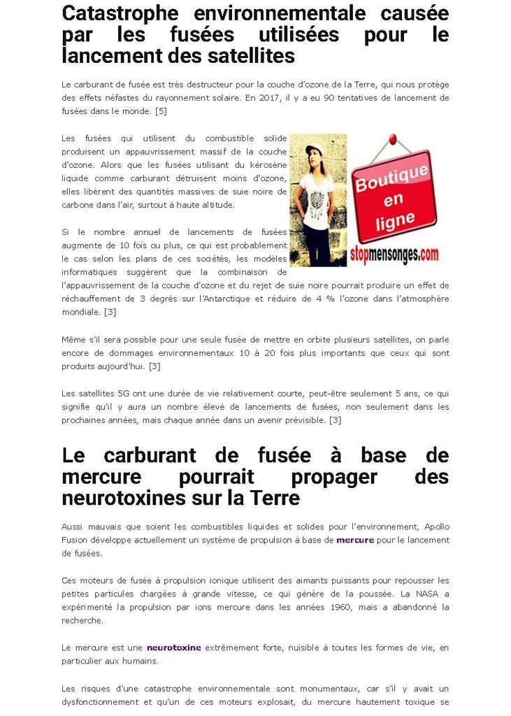 20.000 satellites pour le lancement de la 5G envoyant des faisceaux focalisés de rayonnement hyperfréquence intense au-dessus de toute la Terre