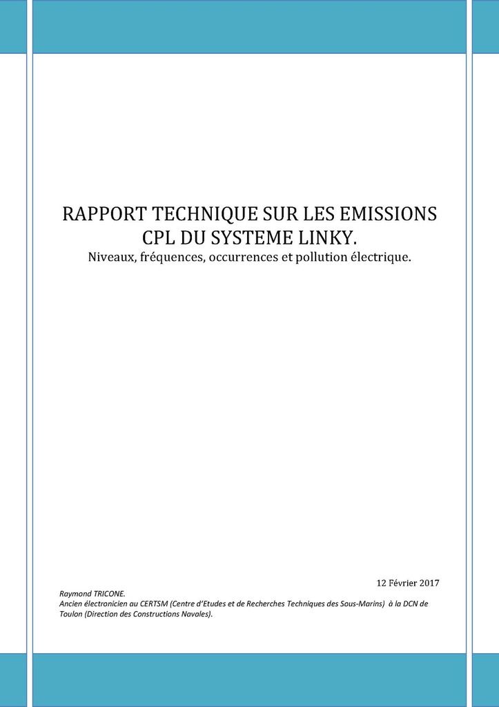Rapport technique sur les émissions CPL du système Linky