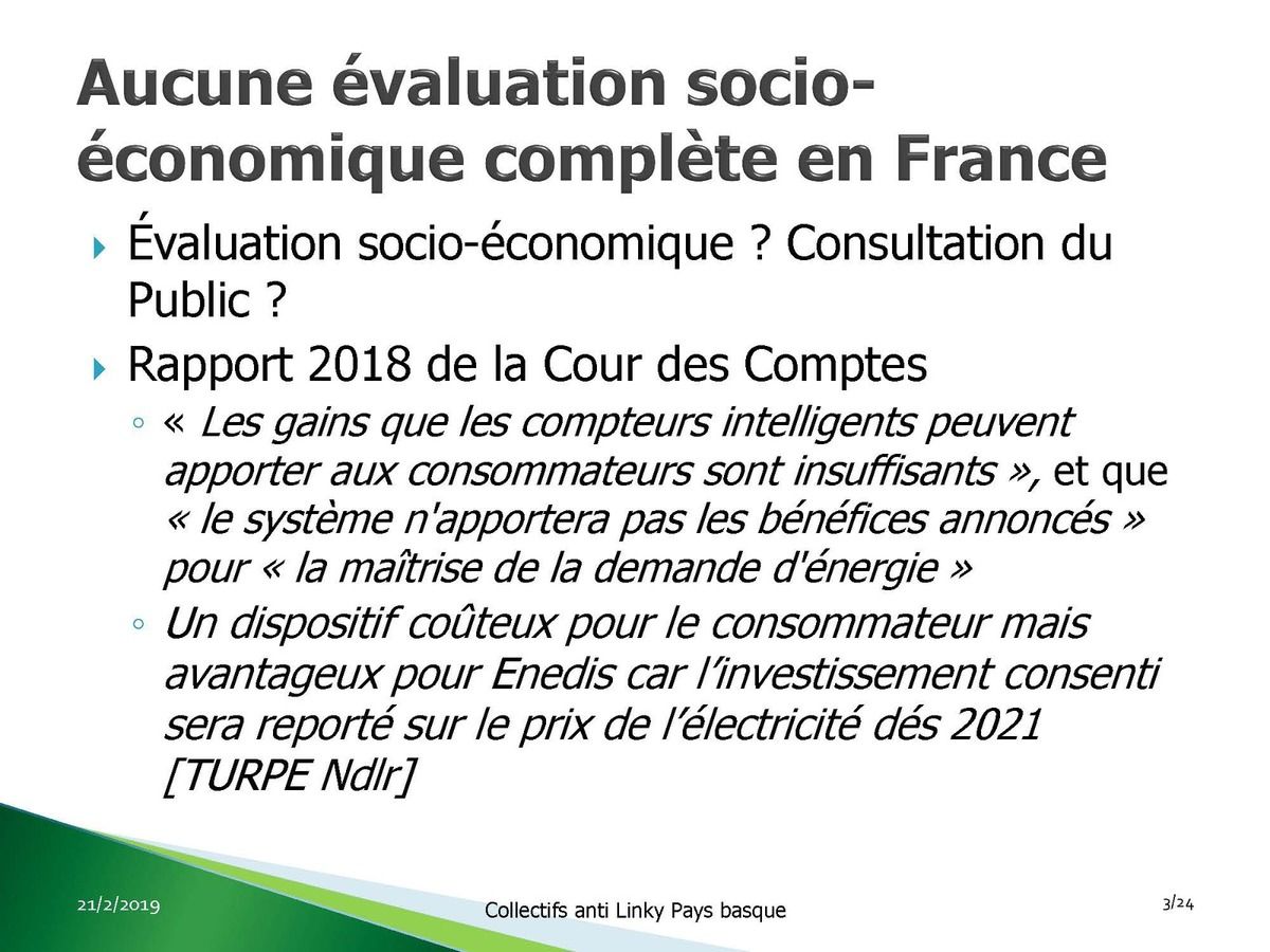 Présentation de notre opposition au linky aux élus/e de la Commission Transition écologique et énergétique de la Communauté d’Agglomération PB