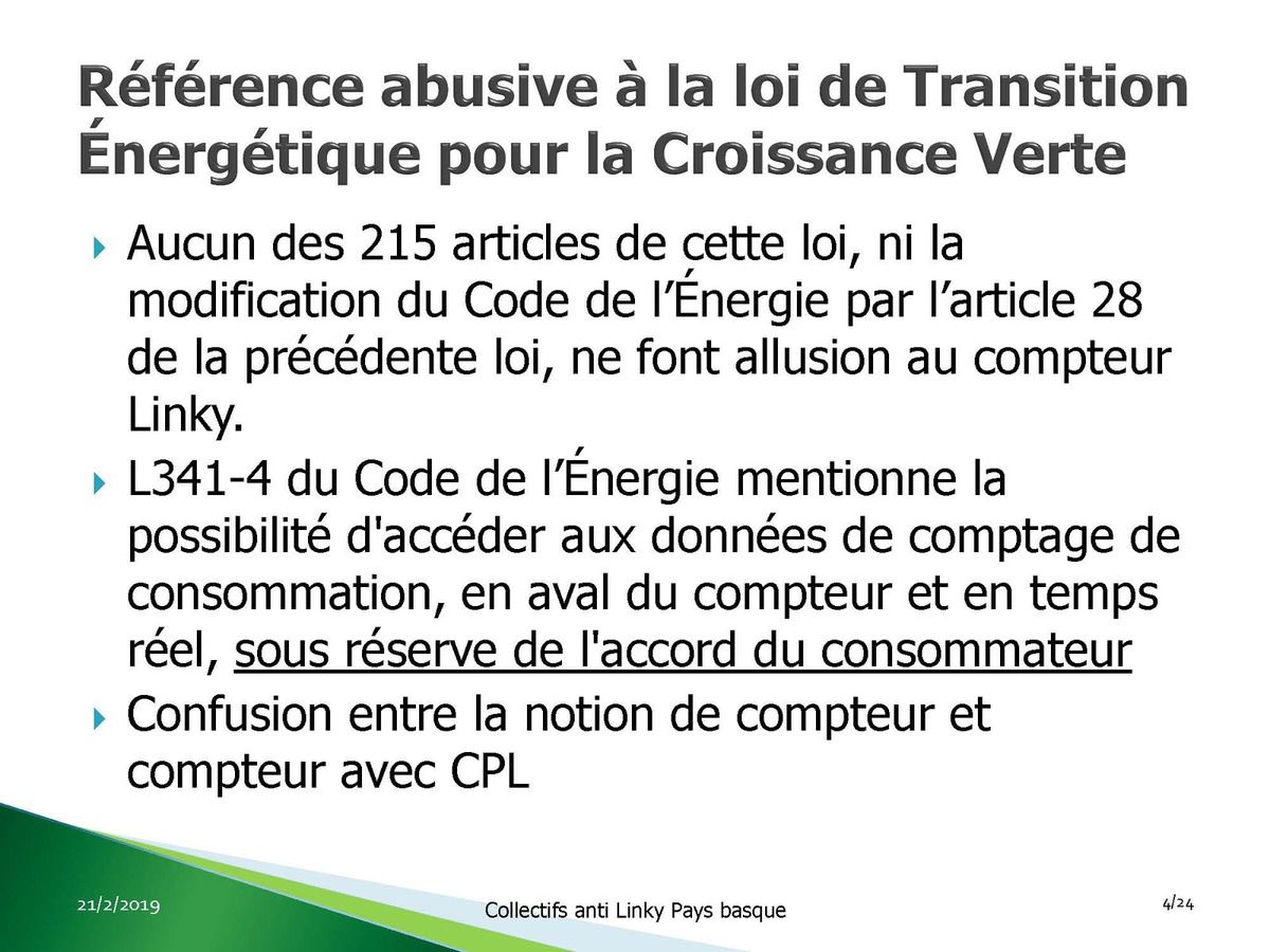 Présentation de notre opposition au linky aux élus/e de la Commission Transition écologique et énergétique de la Communauté d’Agglomération PB