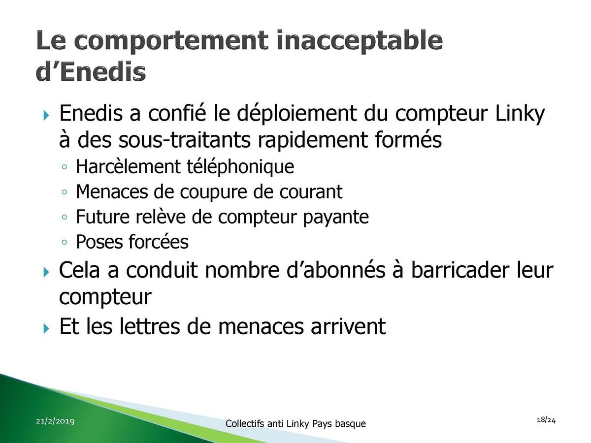 Présentation de notre opposition au linky aux élus/e de la Commission Transition écologique et énergétique de la Communauté d’Agglomération PB