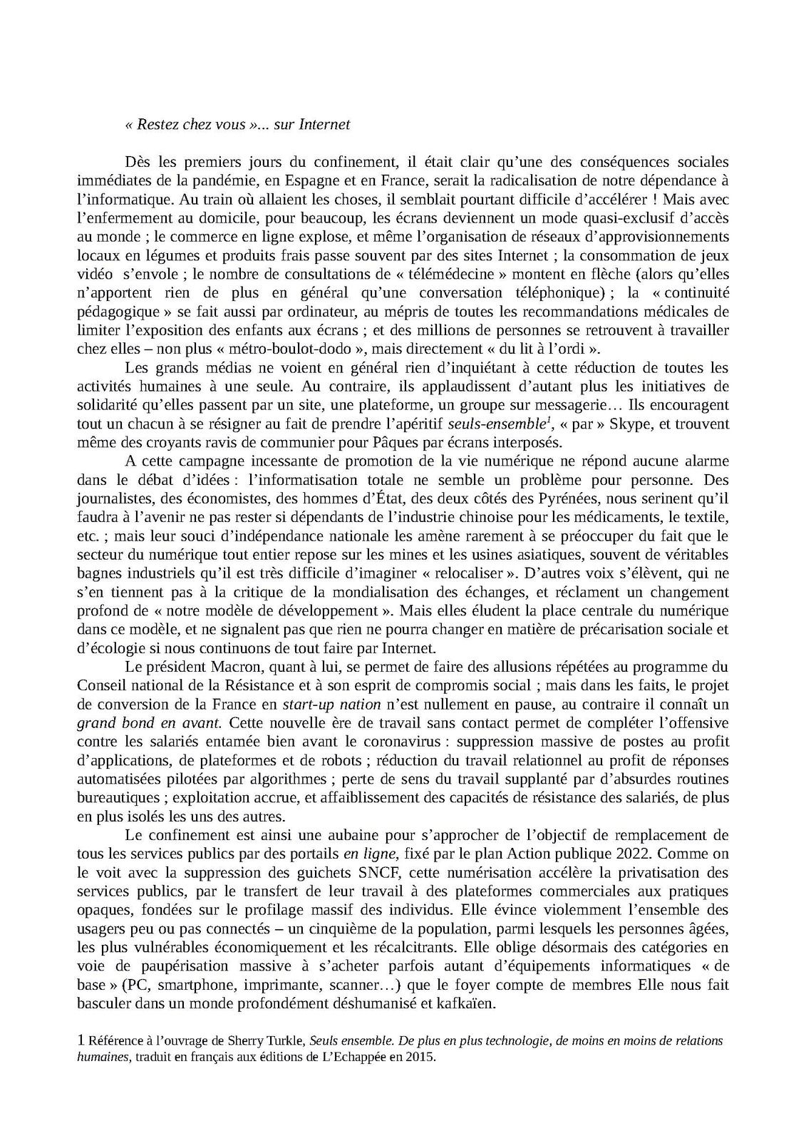 Ne laissons pas s’installer le monde sans contact : Appel au boycott de l’application Stop-COVID19