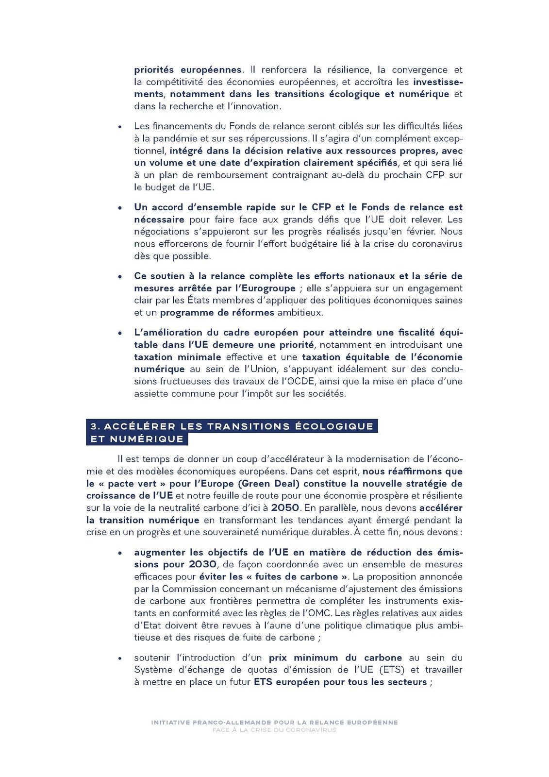 Initiative Franco-Allemande pour la relance européenne face à la crise du coronavirus