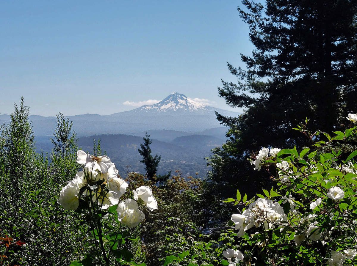 Portland Pittock Mansion vue sur le Mont Hood