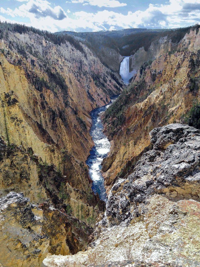 Yellowstone Canyon Lower Falls vues de Point Sublime Trail