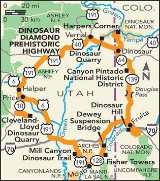 Diosaur Diamond Prehistoric Highway map