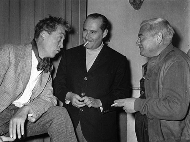 JOHN HUSTON, ROBERTO ROSSELLINI ET PETER LORRE