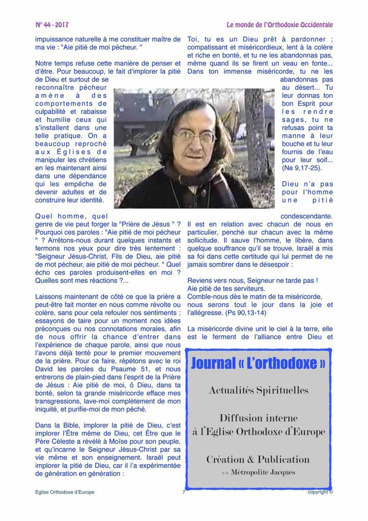 Journal &quot;L'Orthodoxe Occidental&quot; N°44