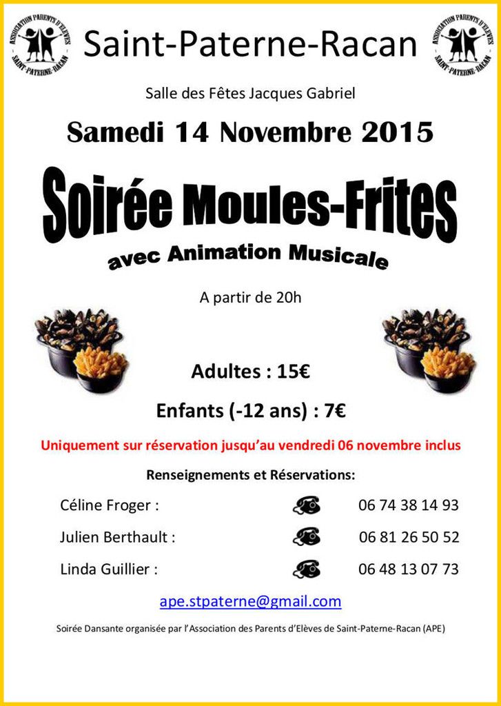 Soirée moules-frites avec l'APE de Saint-Paterne
