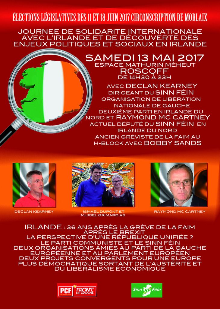 Campagne législative, annonces de nos réunions publiques à Roscoff et Lanmeur: présences sur les marchés de Roscoff, Lanmeur, Morlaix, les 10, 12 et 13 mai