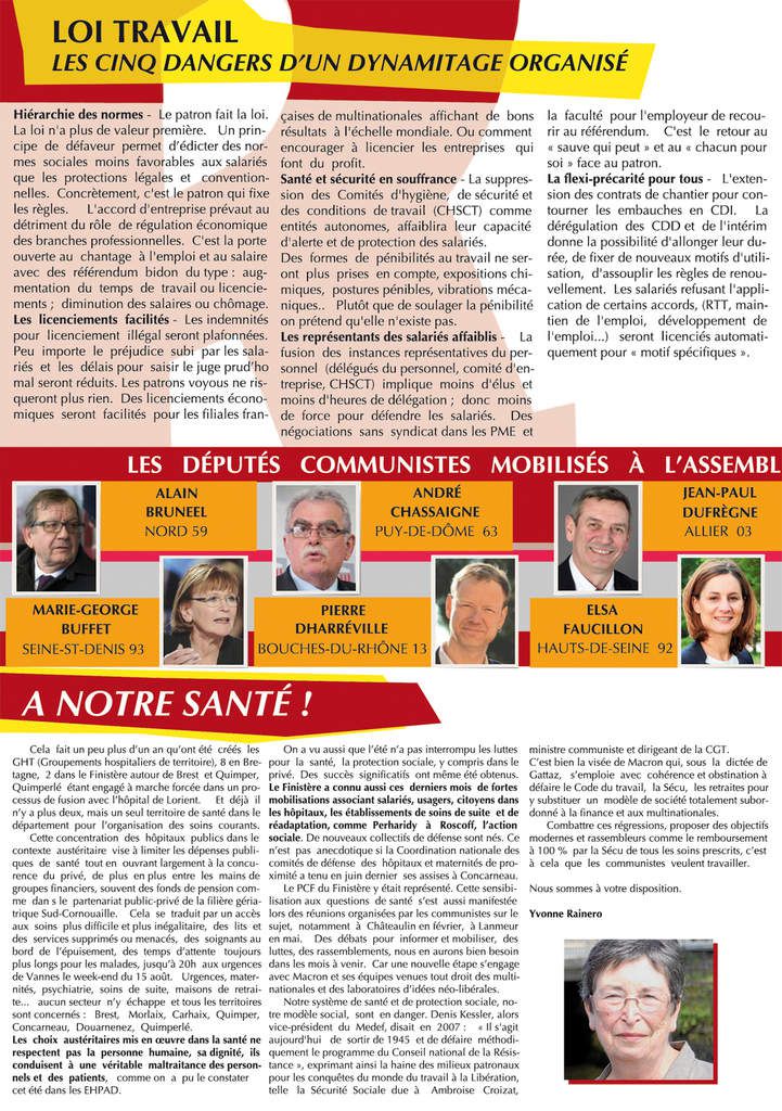 Rouge Finistère: le journal du PCF Finistère, premières distributions le vendredi 15 septembre 2017