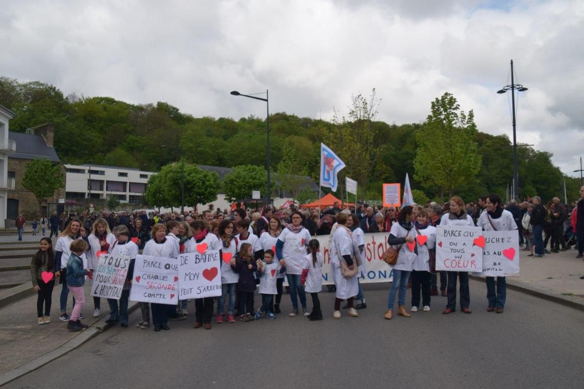 manifestation pour la défense de la cardiologie à l'hôpital de Morlaix, 28 avril 2018, photo Pierre-Yvon Boisnard