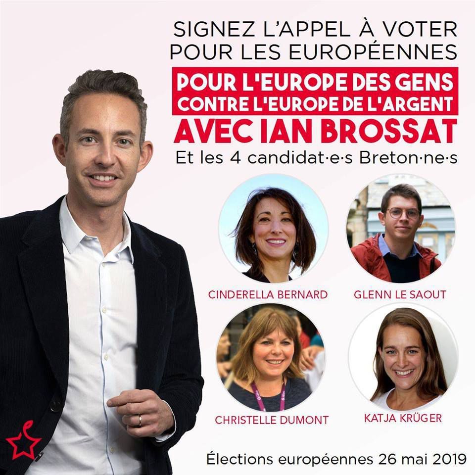 Elus finistériens, signez l'appel à voter pour Ian Brossat, Glenn Le Saoût et la liste l'Europe des gens contre l'Europe de l'argent aux élections Européennes du 26 mai  