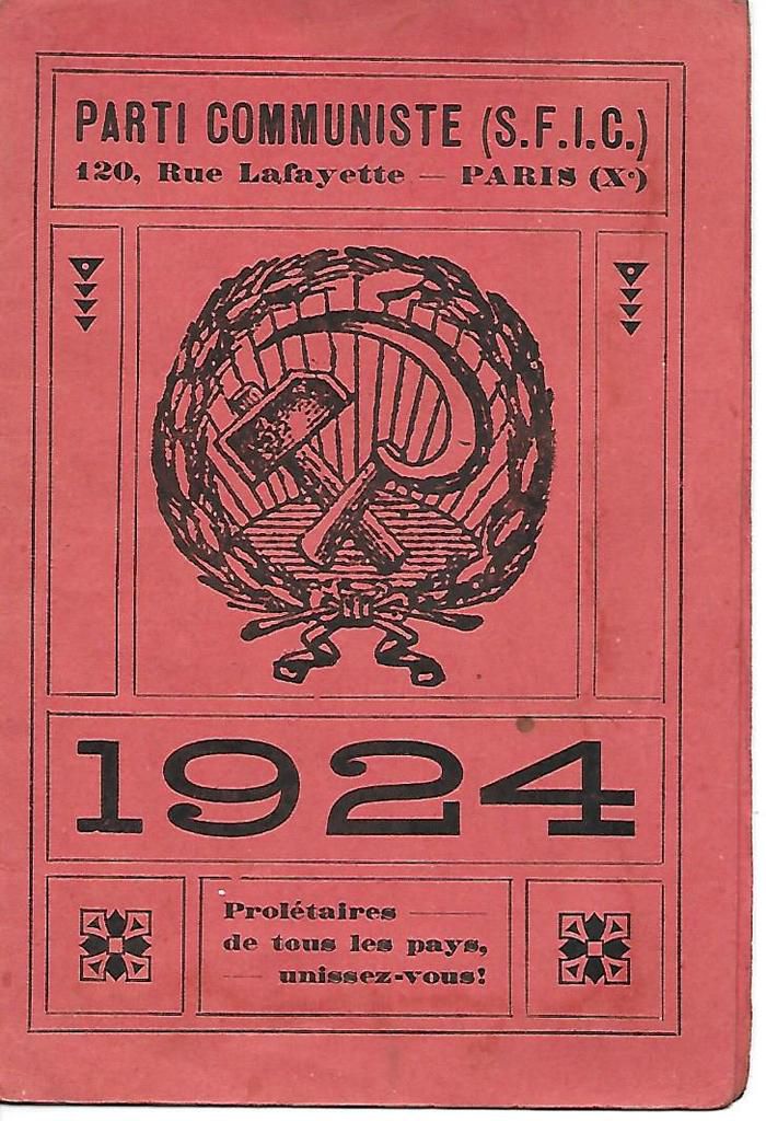 Carte du Parti Communiste (SFIC) en 1924 - Costante Masutti (archives Bérénice Manac'h) 