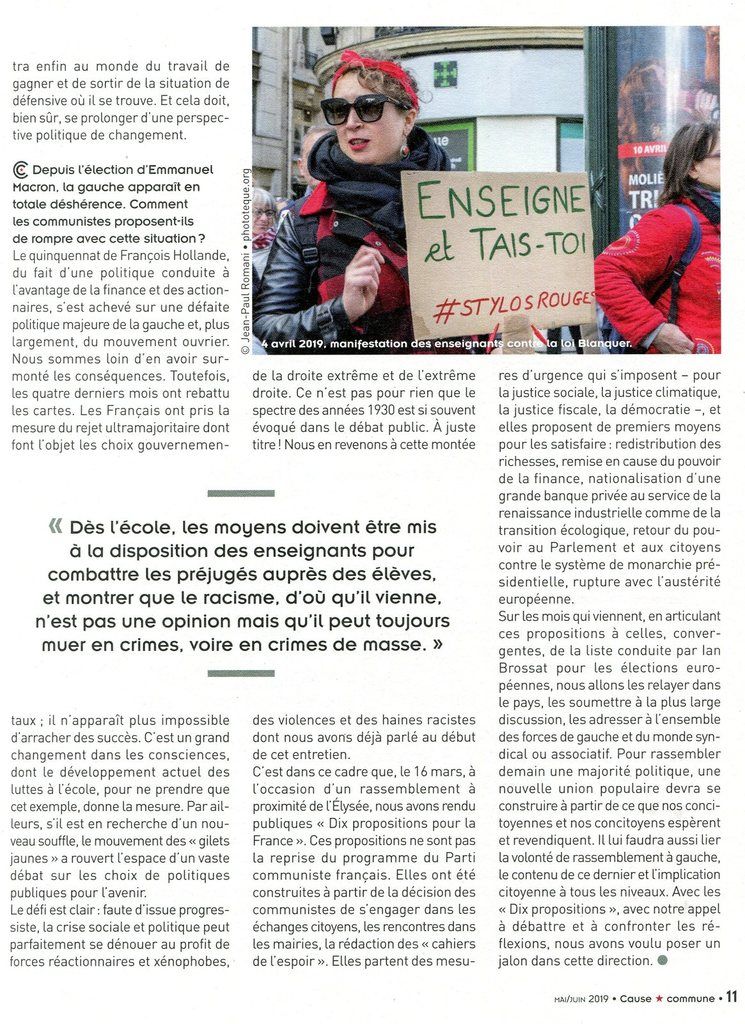 CONSTRUIRE UN RAPPORT DE FORCE FACE A LA HAINE ET AUX DÉRIVES DE DÉMOCRATIE (CAUSE COMMUNE - revue PCF)