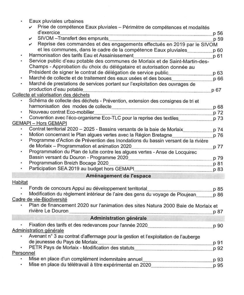 Ordre du jour du Conseil de Communauté de Morlaix-Communauté du lundi 16 décembre 2019, 17h30: débat d'orientation budgétaire, etc...