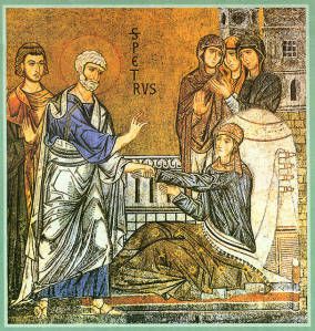 Simon-Pierre dit au paralysé de la Belle-Porte : "de lor et de l'argent, je n'en ai pas, mais au nom de Jésus, lève-toi et marche !"