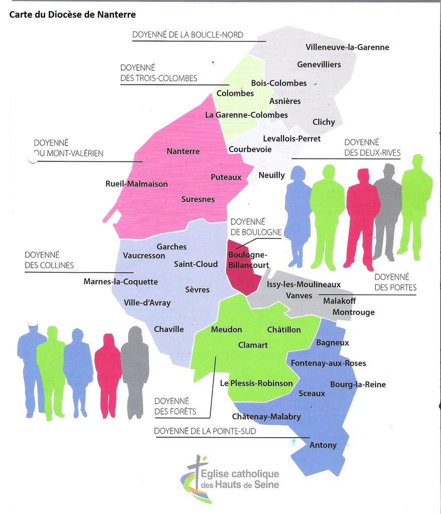 Carte du diocèse de Nanterre
