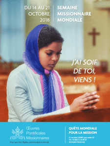 Journée missionnaire mondiale 2018 J'ai soif de toi, Viens !