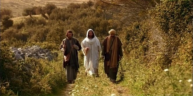 Jésus ressuscité rejoint deux disciples en route vers Emmaüs