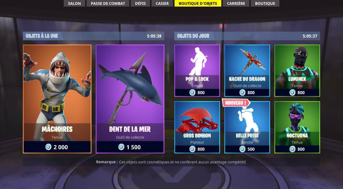 Boutique d'objets Fortnite