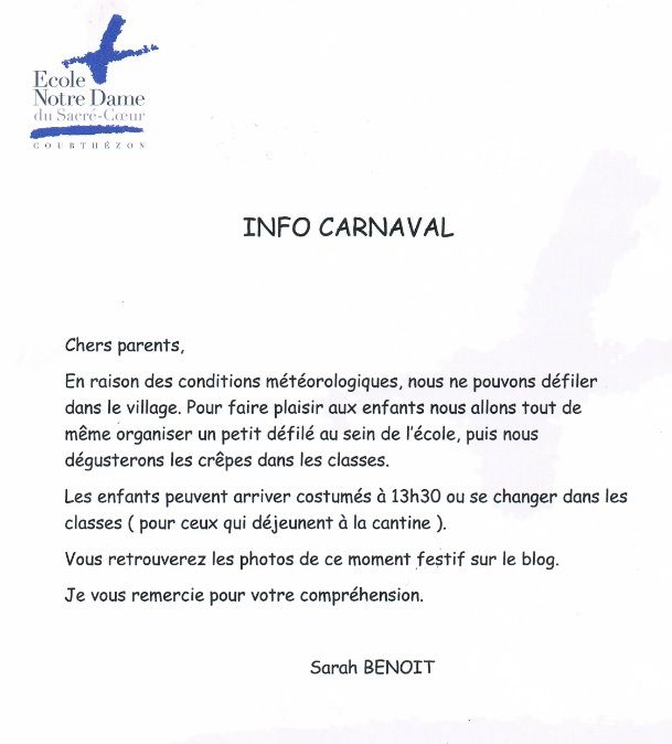 &lt; COMPLEMENT &gt; Carnaval : pas de défilé sous la pluie... 