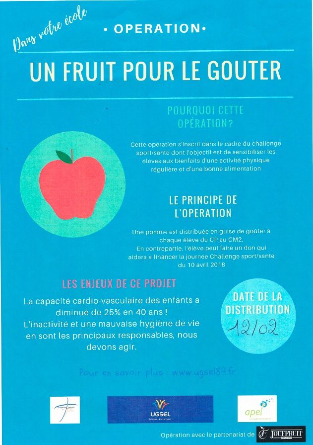 Challenge Sport/Santé : lundi, c'est 1 fruit = 1 goûter !!!
