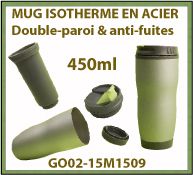 Mug isotherme 450ml double-paroi et anti-fuites GO02-15M1509