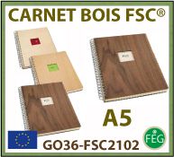 Carnets A5 avec couverture en bois de noyer - erable -cerisier certifié FSC® - GO36-FSC2102