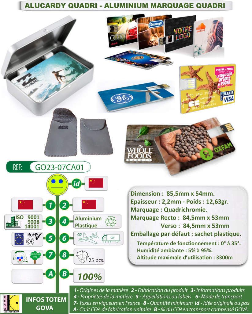 Clé USB carte de visite en aluminium CARDY-QUADRI