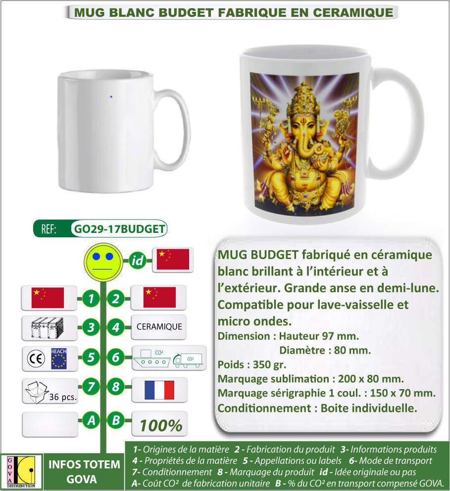 Mug céramique blanc BUDGET
